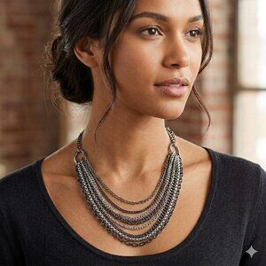 Silver Multi-Layered Chain Necklace
